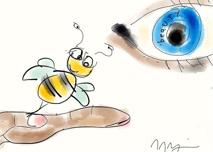 Bee Greeting Card featuring the drawing Beauty Is In The Eye Of The Beholder by Jason Nicholas