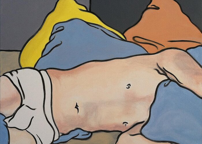 Nude Greeting Card featuring the painting Bedscape One-Thirty AM by Stan Magnan