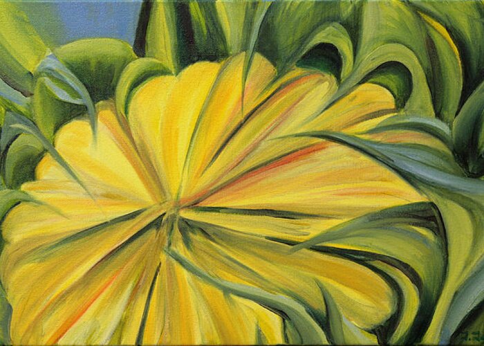 Sunflower Greeting Card featuring the painting Beginning by Trina Teele