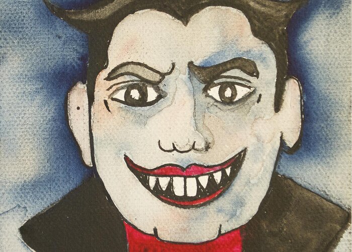 Vampires Greeting Card featuring the painting Bela Lugosi as Tillie by Patricia Arroyo