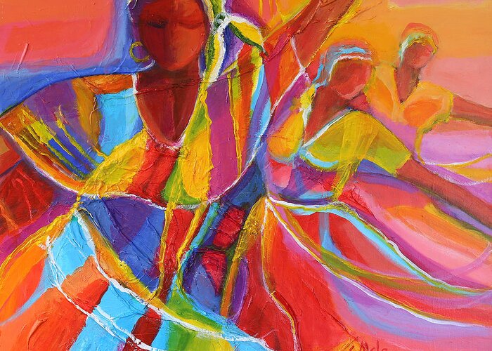 Abstract Greeting Card featuring the painting Belle Dancers by Cynthia McLean