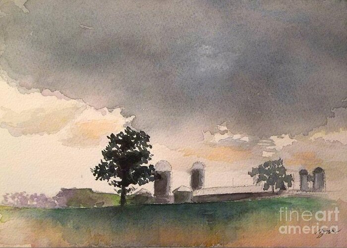Landscape Greeting Card featuring the painting Bemis Road -1  Saline Michigan by Yoshiko Mishina