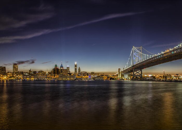 Ben Franklin Greeting Card featuring the photograph Ben Franklin bridge by Rob Dietrich