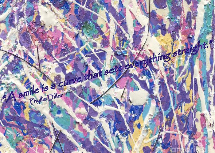 Jackson Pollock Greeting Card featuring the digital art Besso Pollock Smile Quotes by Mars Besso