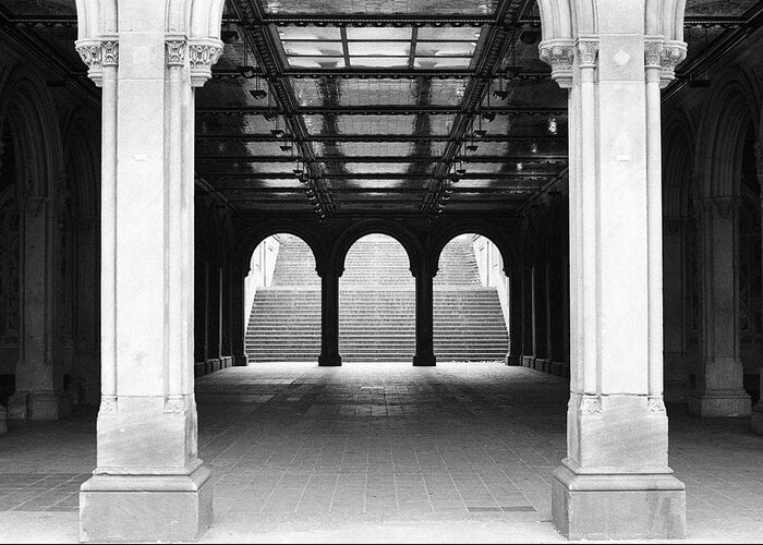 Bethesda Terrace Greeting Card featuring the photograph Bethesda on Tri-X by Cornelis Verwaal