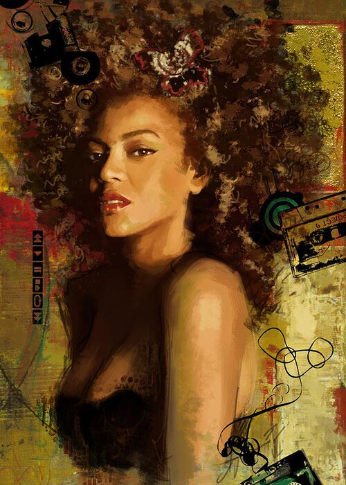 Beyoncé Giselle Knowles-carter Greeting Card featuring the painting Beyonce by Corporate Art Task Force