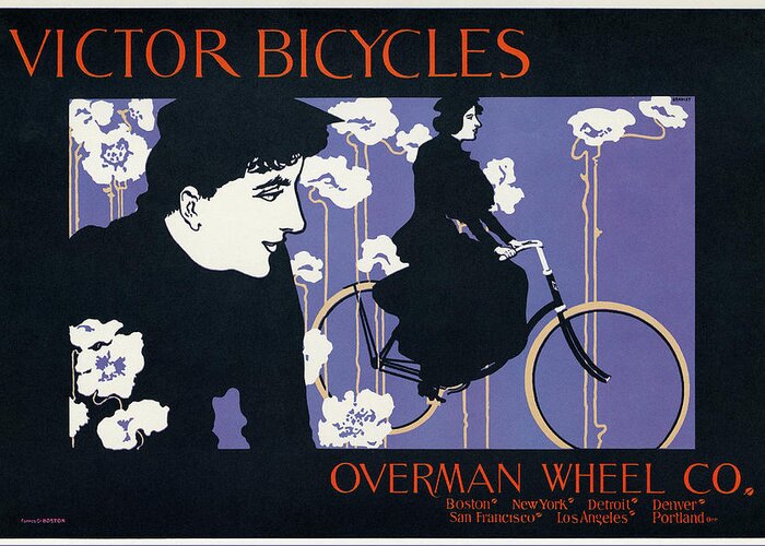 1896 Greeting Card featuring the painting Bicycle Poster, 1896 by Granger