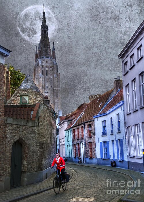 Activity Greeting Card featuring the photograph Bicycling Through Bruges by Juli Scalzi