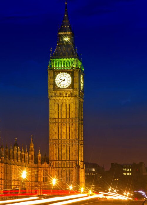 British Greeting Card featuring the photograph Big Ben by Night by Melanie Viola