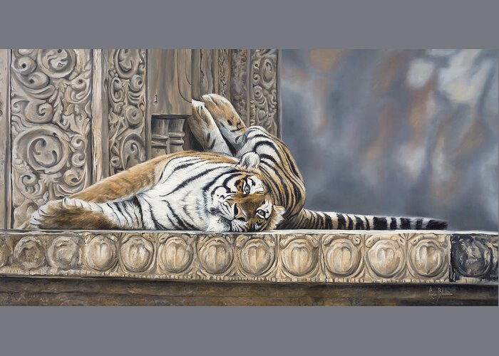 Tiger Greeting Card featuring the painting Big Cat by Lucie Bilodeau