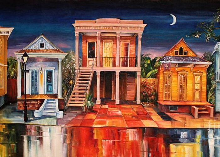 New Orleans Greeting Card featuring the painting Big Easy Night by Diane Millsap