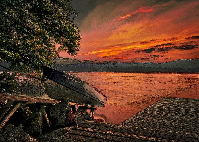 Sunset Greeting Card featuring the photograph Big Moose Lake New York by Jim Painter