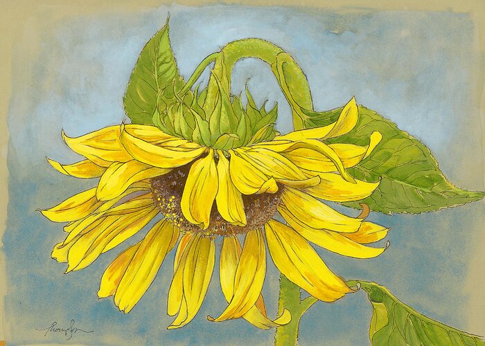 Flower Greeting Card featuring the painting Big Sunflower by Tracie Thompson