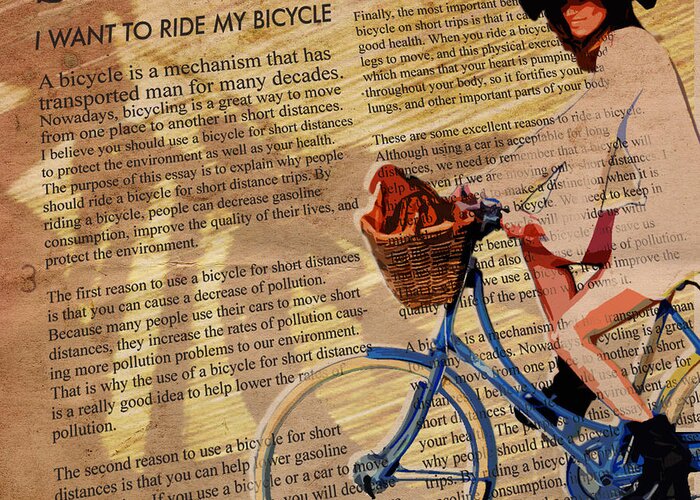 Woman Greeting Card featuring the digital art Bike in Style by Sassan Filsoof