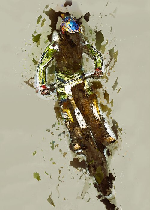 Motorcross Greeting Card featuring the digital art Biker by Roy Pedersen