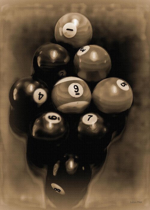 Billiards Greeting Card featuring the mixed media Billiards Art - Your Break - BW Opal by Lesa Fine