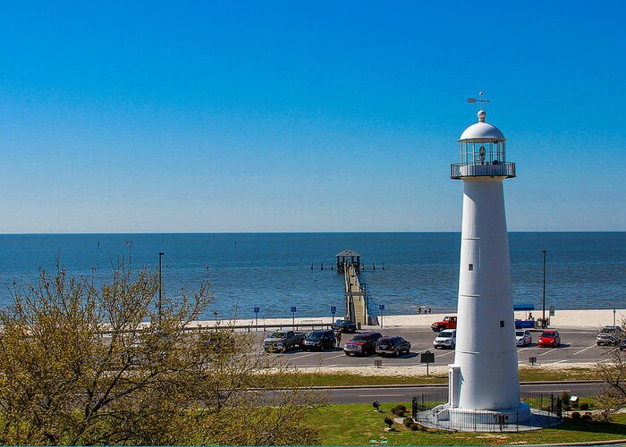 Lighthouse Greeting Card featuring the photograph Biloxi Lighthouse and The Gulf of Mexico by Brian Wright
