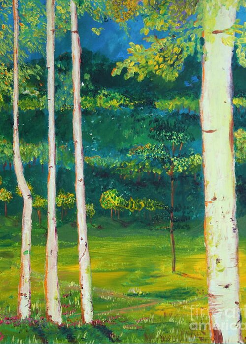 Landscape Greeting Card featuring the painting Birches by Stefan Duncan