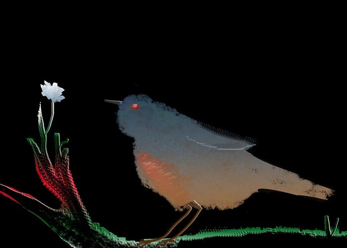 Flower Greeting Card featuring the digital art Bird and the Flower by Asok Mukhopadhyay