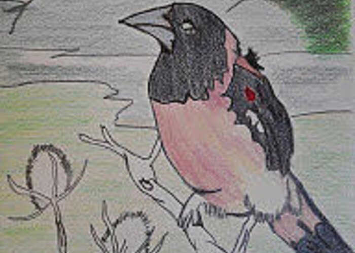 Landscape Greeting Card featuring the drawing Bird by C Bradley