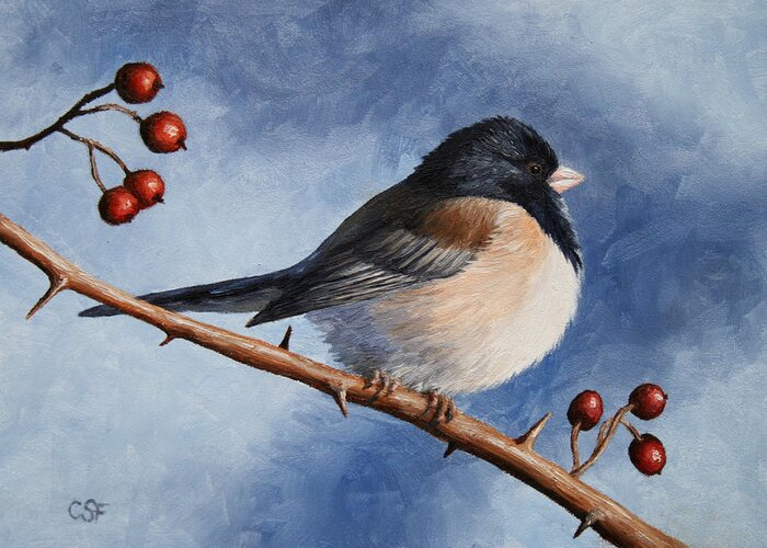 Bird Greeting Card featuring the painting Bird Painting - Dark-eyed Junco by Crista Forest