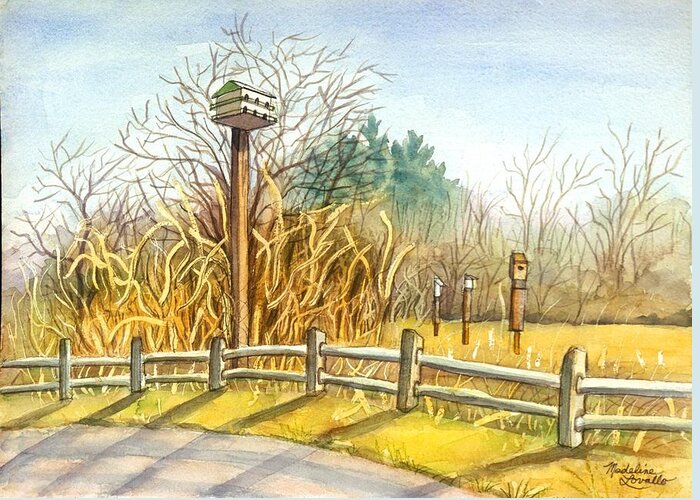 Gateway National Park Greeting Card featuring the painting Birdhouse at Gateway National Park by Madeline Lovallo