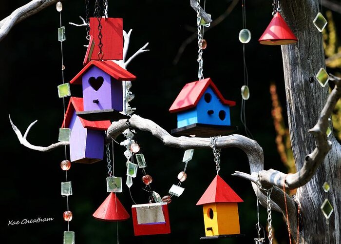 Birdhouses Greeting Card featuring the photograph Birdhouse Whimsey by Kae Cheatham