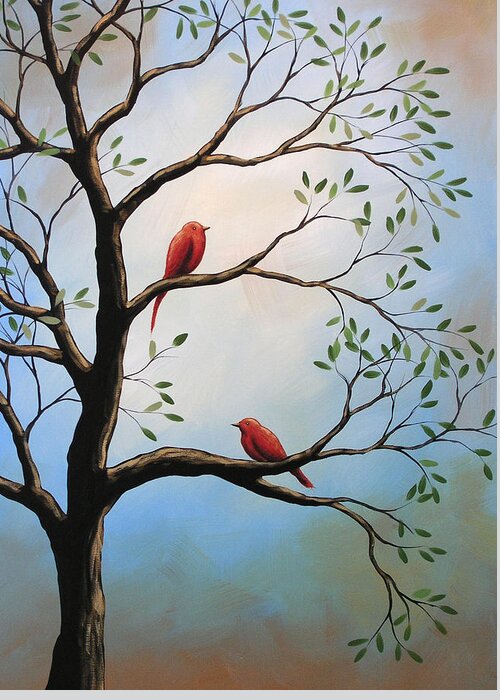 Birds Greeting Card featuring the painting Birds Art ... Duet by Amy Giacomelli