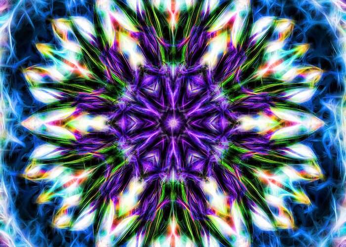 Mandala Greeting Card featuring the photograph Birth of the Purple Crystals Mandala by Beth Venner