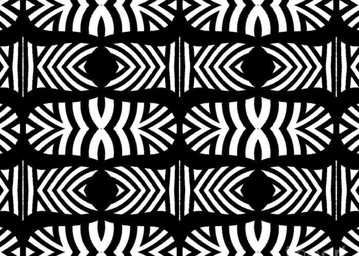 Black And White Pattern Greeting Card featuring the digital art Pattern Black White Art No.302. by Drinka Mercep