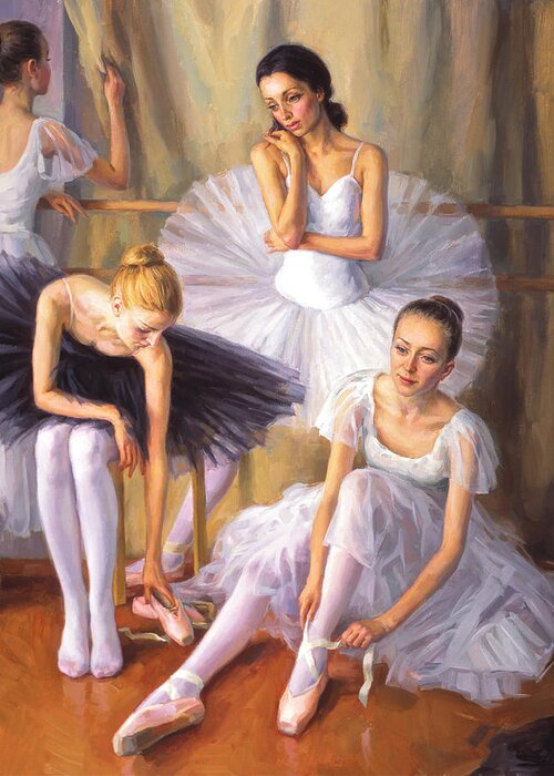 Ballet Painting Greeting Card featuring the painting Black and white tutu by Serguei Zlenko