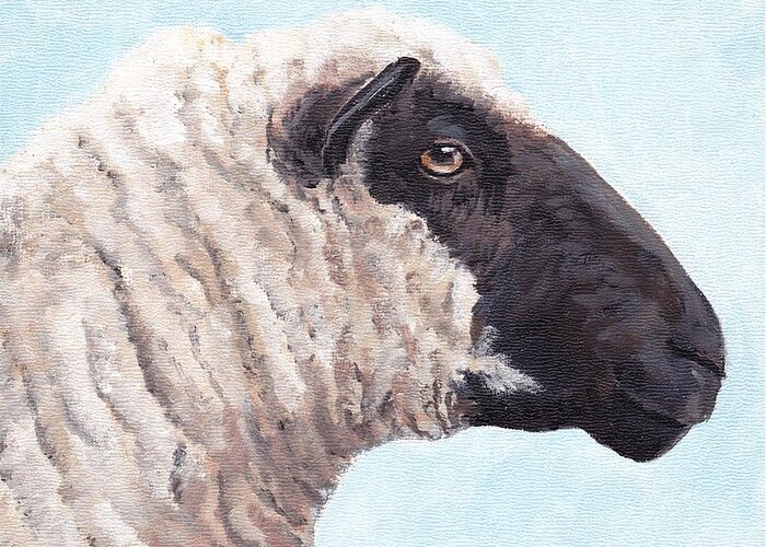 Sheep Greeting Card featuring the painting Black Face Sheep by Charlotte Yealey