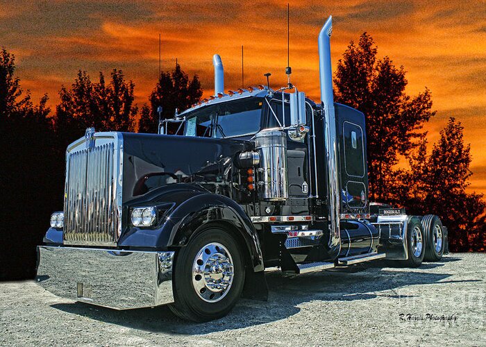 Kenworth Greeting Card featuring the photograph Black Kenworth by Randy Harris