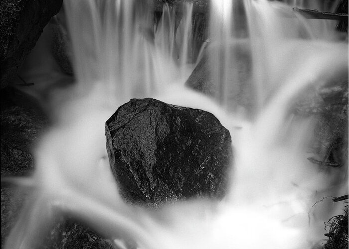 Black Rock Greeting Card featuring the photograph Black Rock and Water Yosemite by Joe Palermo