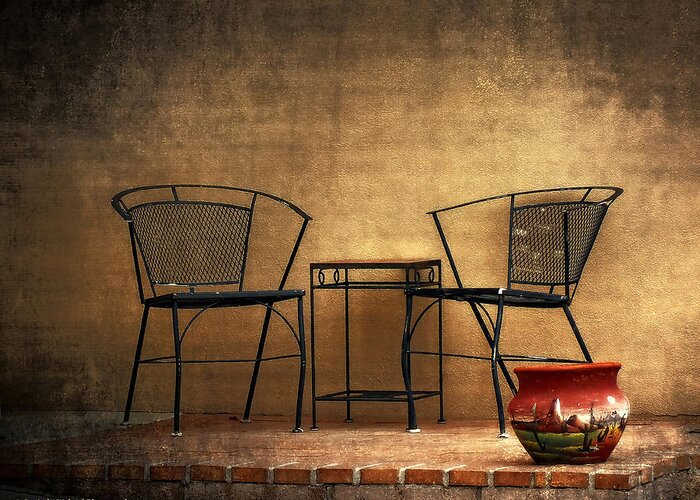 Chairs Greeting Card featuring the photograph Black Table and Chairs by Lucinda Walter