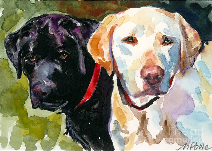 Labrador Retrievers Greeting Card featuring the painting Blacklight by Molly Poole