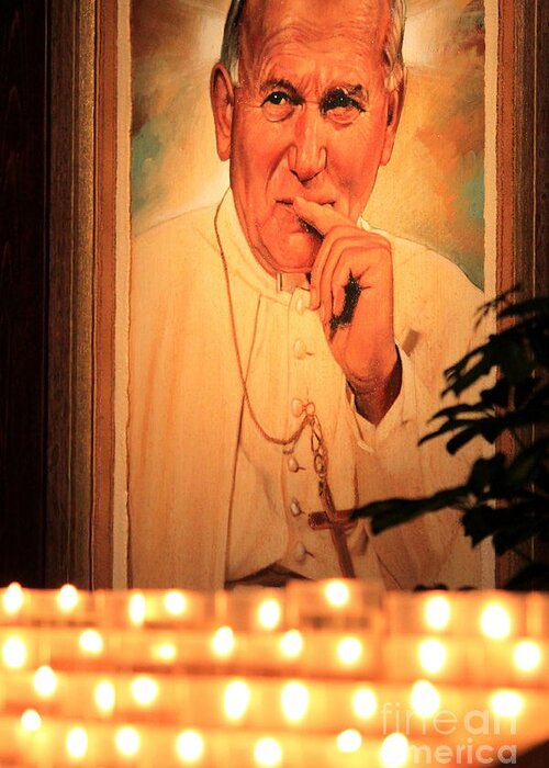 Candles Greeting Card featuring the photograph Saint John Paul II by Theresa Ramos-DuVon