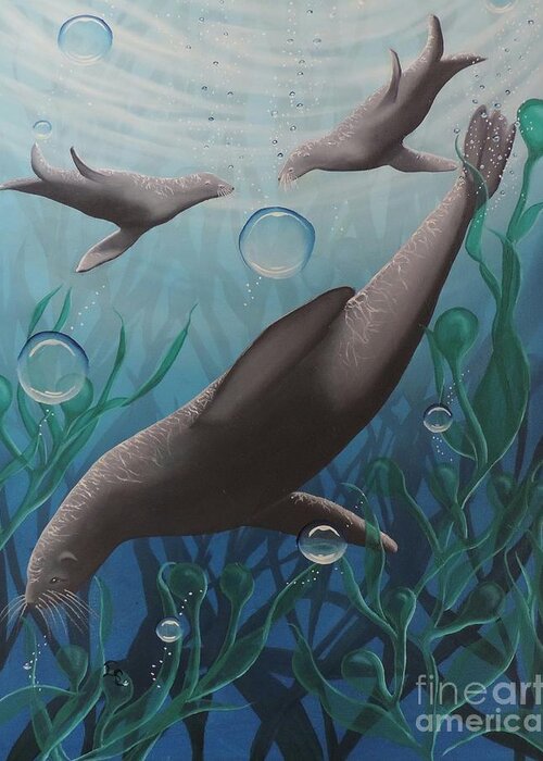 Aquatic Greeting Card featuring the painting Bliss by Dianna Lewis