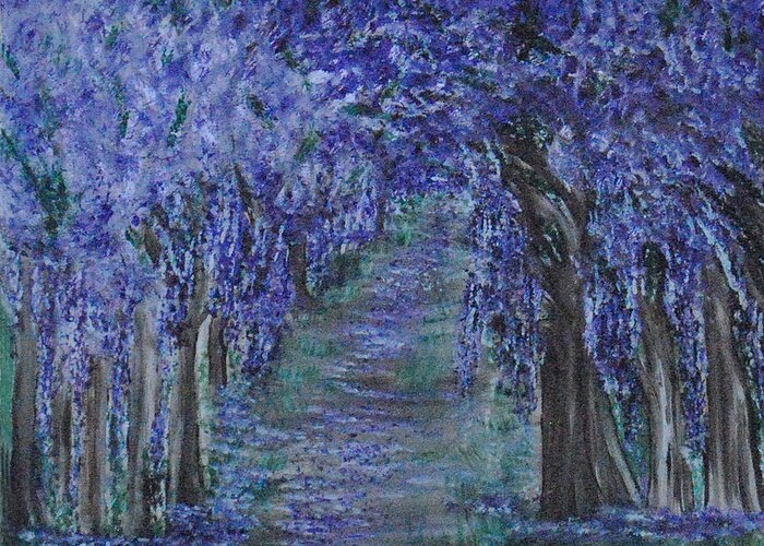 Purple Greeting Card featuring the painting Blissful Walk through Purple by Suzanne Surber