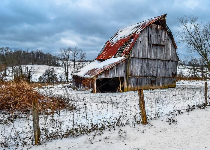  Greeting Card featuring the photograph Blizzard Barn by Brian Stevens