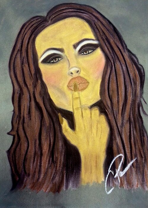Woman Greeting Card featuring the drawing Blowing Kisses by Chrissy Pena