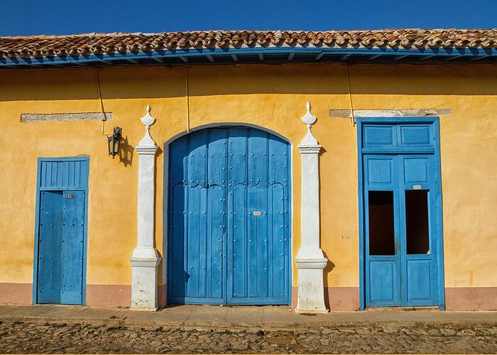 Cuba Greeting Card featuring the photograph Blue and Yellow by Marzena Grabczynska Lorenc