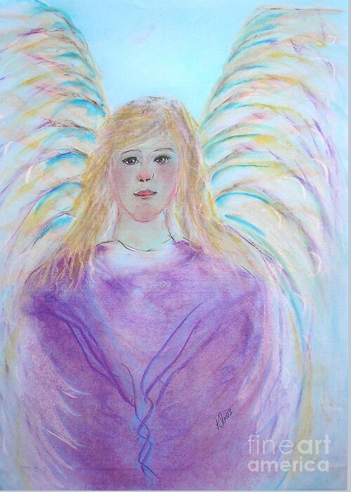 Angel Greeting Card featuring the painting Blue Angel by Karen Jane Jones