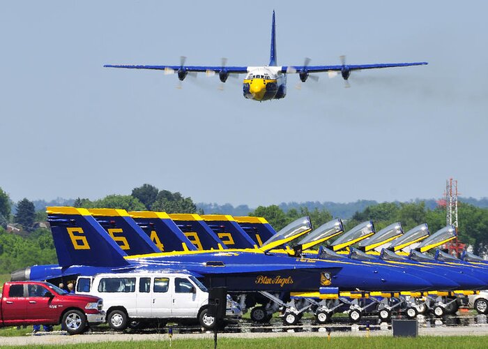 Blue Angels Greeting Card featuring the photograph Blue Angels At Latrobe by Dan Myers