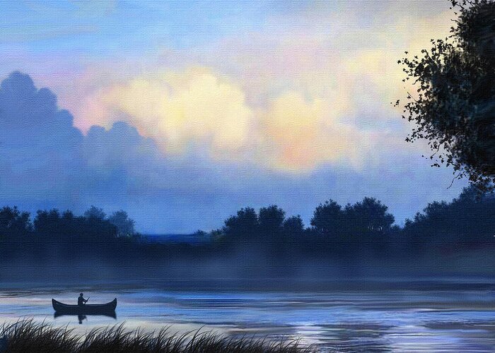 Blue Canoe Painting by Robert Foster