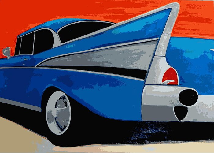 Chevy Greeting Card featuring the painting 1957 Chevy Bel Air #2 by Katy Hawk