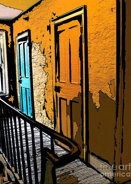 Blue Greeting Card featuring the digital art Blue Door Manchester Vermont by Dee Flouton