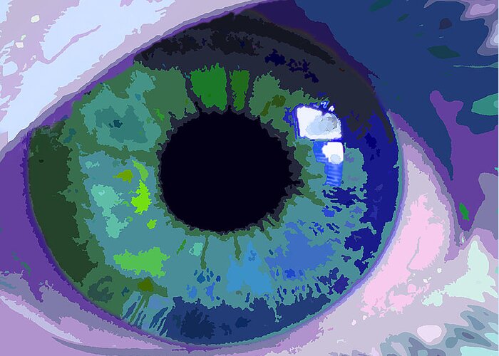 Multicolor Greeting Card featuring the digital art Blue Eye Abstract by Deborah Smith