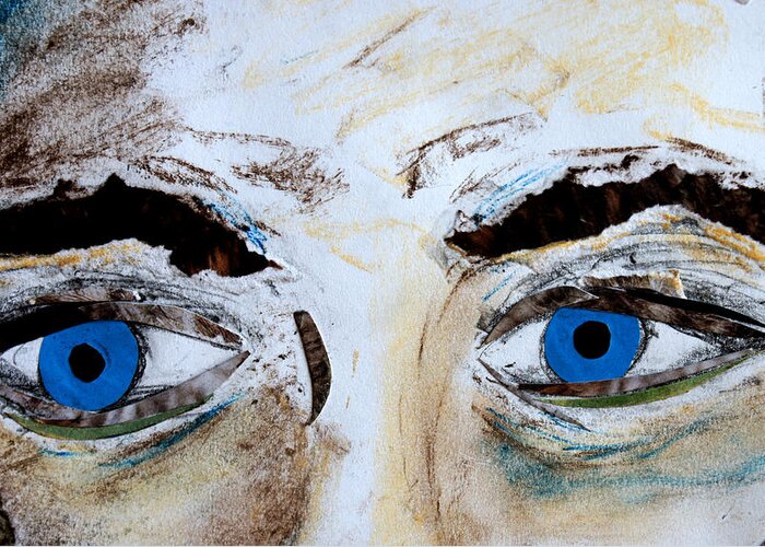 Eyes Greeting Card featuring the mixed media Blue eyes by Jolly Van der Velden