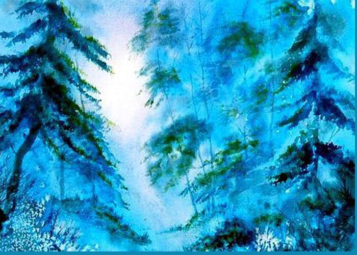 Glenn Marshall Artist Greeting Card featuring the painting Blue Forest by Glenn Marshall